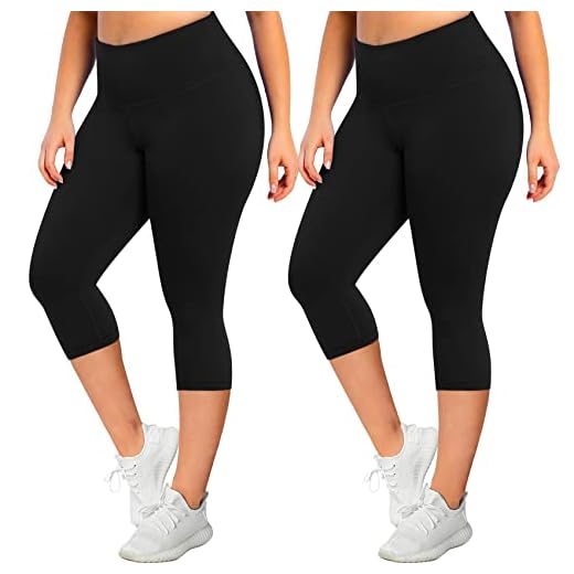 MOREFEEL Plus Size Capri Leggings for Women XL-4X- High Waisted Tummy Control Spandex Workout Soft Yoga Maternity Pants Black,Black