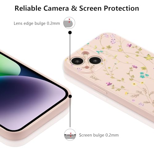 Image of RALEAVO Floral Case for iPhone 14 Plus, Flower Branch Pattern Design Cute Cover Case for Girls Women Slim Thin Soft Silicone Shockproof Anti-Slip Phone Case for iPhone 14 Plus (6.7 inch),Pink | for iPhone 14 Plus Case with Cute Flower Branch Pattern Design,Pretty Case for Girls Women,Soft Silicone Shockproof Cover