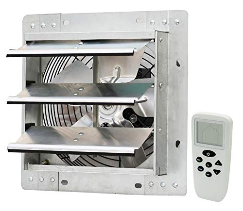 iLiving 10" Shutter Exhaust Fan with Wireless Smart Remote Controlled Thermostat and Humidity, Variable Speed Wall Mounted Attic Vent Fan, Chicken Coop Ventilation, 820 CFM, 1200 SQF Coverage Area by iLIVING - Used condition - CA$133.03