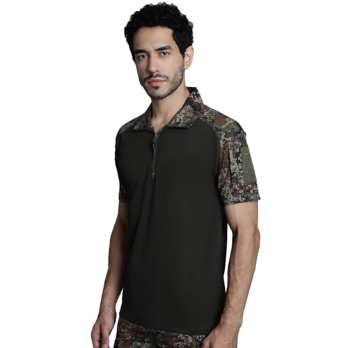Image of MOUNTMILLER Men's Short Sleeve Ripstop Tactical Polo T-Shirt | Anti-Odor | Moisture-Wicking | UV Protective| Ideal for Hiking & Trekking, Outdoor