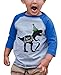 7 ate 9 Apparel Kid's Two Dinosaur Birthday Blue Raglan Tee 2T