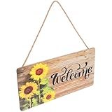 POPETPOP 木製ウェルカムサイン 屋外ポーチ装飾 素朴な玄関ドアプレート 玄関 ポーチ 壁掛け用 夏の農家風ホームデコレーション