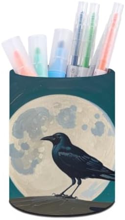 Goth Crow Round Pen Holder Desk Organizer for Office Home image 5