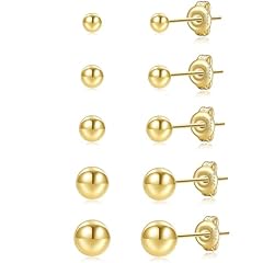 5 PAIR,GOLD,BALL