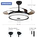 42 inch Modern Retractable Ceiling Fan with Lights and Remote Control, 6Speed Dimmable Fandelier, Smart Ceiling Fan Light with Bluetooth Speaker, RGB Color Reversible Bedroom Living Room Black