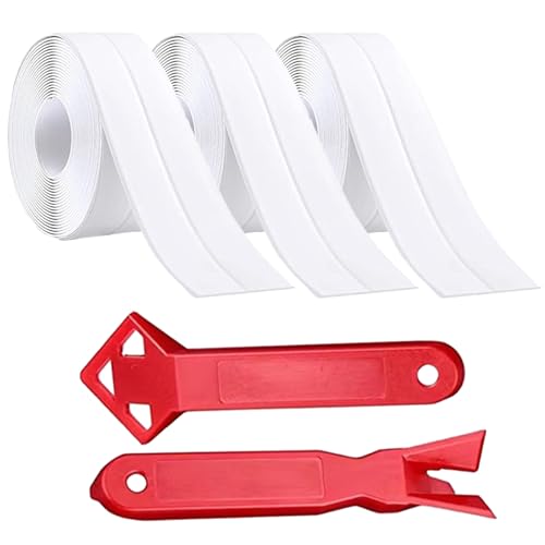 HEOUCH 3 Rouleaux Plinthe Souple Autoadhésive, Plinthe Pvc étanche, Joint Plan de Travail Cuisine, Plinthe Autocollante Flexible Pliable pour Cuisine, Salle de Bain, Toilette, Angles de Murs