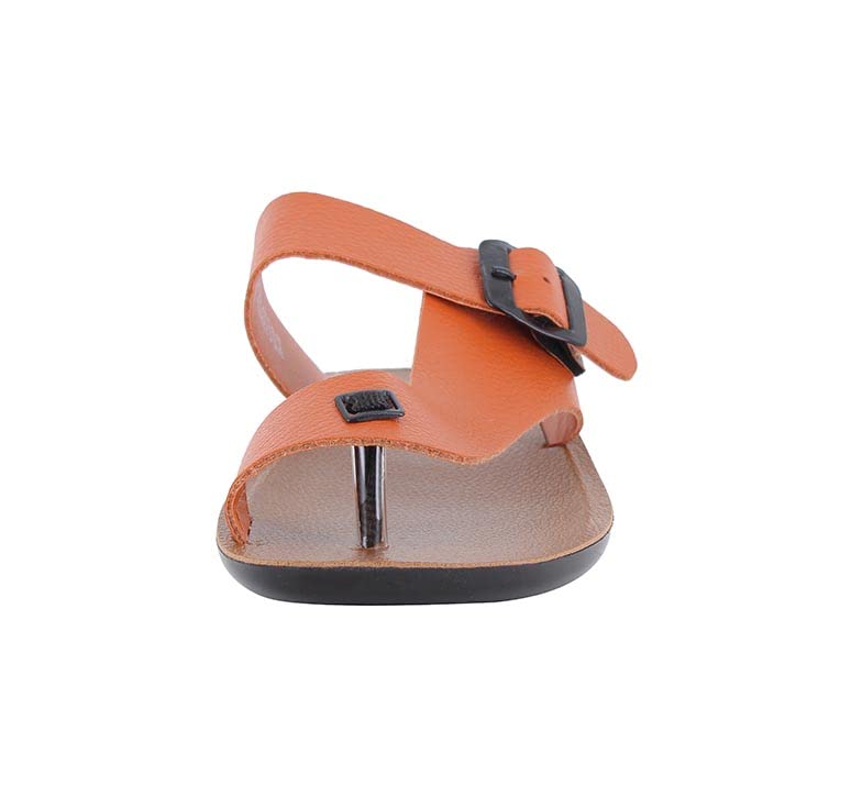 Image of flite Men's Slippers /Thong Slippers for Men /Leather Slippers for Gents /PU slippers for Boys (Tan, numeric 7)