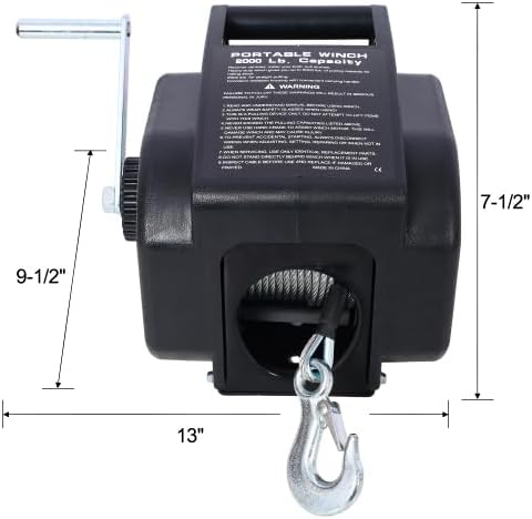 12v Trailer Winch,Reversible Electric Winch, for Boats up to 5000 lbs, Galvanized Wire Rope, Rapid Mount, Handheld Remote,Power in and Manual Out. Black