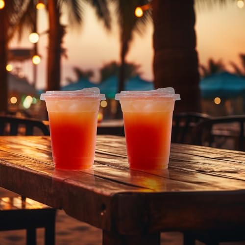 Turbo Bee 12 oz - 200 Sets Clear Plastic Cups with Strawless Sip-Lids, Crystal Clear Disposable Plastic Cups with Lids, To Go Cups for Iced Coffee, Smoothies, Soda, Lemonade, Cold Beverage