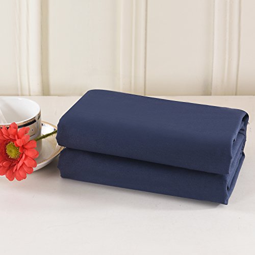Lullabi Bedding 100% Brushed Microfiber Ultra Soft Pillow Case Set of 2 - Envelope Closure End - Wrinkle, Fade, Stain Resistant, Standard-Queen Size Pillowcase (Navy Blue)