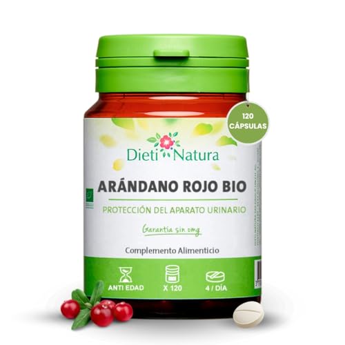 Dieti Natura Arándano Rojo BIO 120 Cápsulas - Arándano Rojo Rico en Polifenoles y Vitamina C - Protección del Aparato Urinario - Protección contra Infecciones Urinarias - Certificado Ecológico