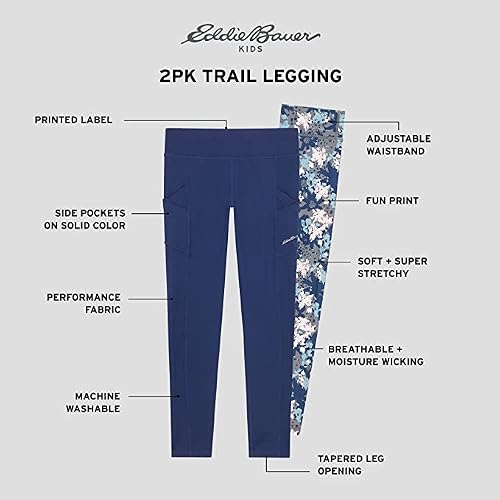 Eddie Bauer Girls' Leggings - 2 Pack Athletic Yoga Pants - Active Workout Dance Tights With Pockets For Girls (Xs-Xl), Size Large, Assorted Colors - 1 #TOP1