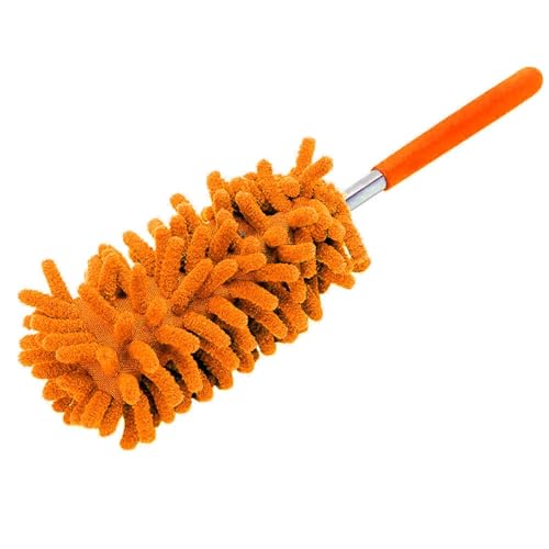 NJIEzhao Plumero Atrapapolvo Plumero telescópico de Microfibra Extensible for Limpieza del hogar y el Coche. Mango for el Polvo. Envío Directo.(Orange)