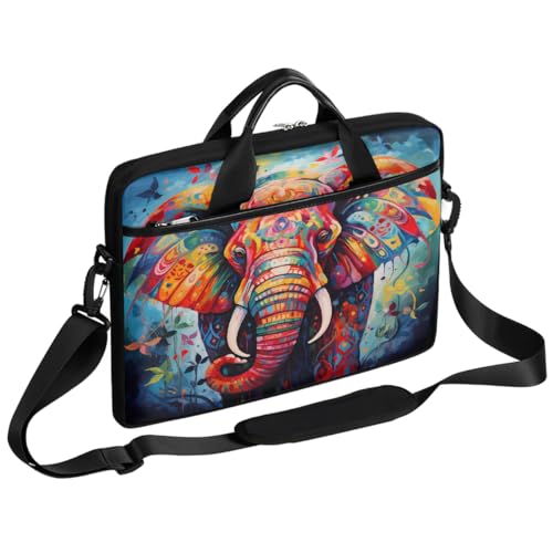 Bolso para laptop con elefante boho pintura al óleo 15 pulg miniatura 1