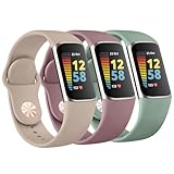 Meliya Straps for Fitbit Charge 6/5, 3 Pack Silicone Replacement Sport Wristband for Women Men