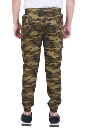 Image of Men'S Cotton Blend Joggers | Camouflage Printed Army Track Pants | Regular Fit | Cargo Pocket Style | Casual Wear
