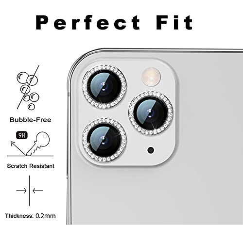 GIOPUEY Camera Protector for iPhone 13, Bling Crystal Diamond Camera Protection Ring, 9H HD tempered glass - Image 3
