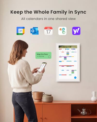 Image of Apolosign 15.6-inch Digital Family Calendar, No Subscription Fee, Smart Wall Planner with Calendar Sync, Chore Chart & Touchscreen Display for Busy Families, Dual Mode, with Stand(White)