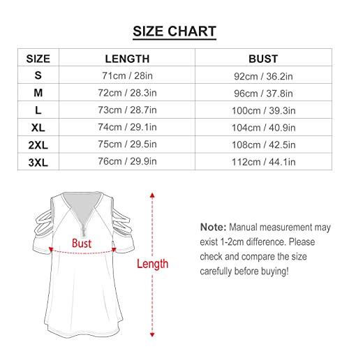 KccOsg Túnica feminina para usar com leggings, túnicas florais com ombro vazado, ajuste solto, zíper