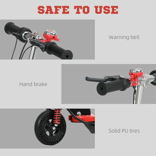 HOMCOM Foldable Ride on Powered Scooter, 120W Motor, with Warning Bell, 15km/h Maximum Speed, Maximum Range 8 KM, for Ages 6-14 Years, Red - Image 5