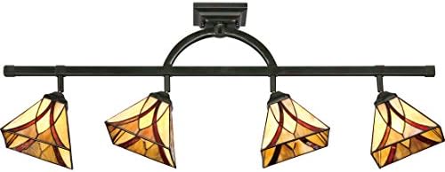 Quoizel TFAS1404VA Asheville Tiffany Adjustable Track Light Kit, 4-Light, 400 Watts, Valiant Bronze (14" H x 44" W)