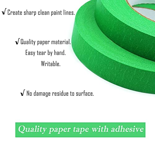 Image of 1 inch Masking Tape, Green Painters Tape 1 inch Wide 55 Yards X 2 Rolls, Green Paper Tape for Arts DIY Crafts Painting Labeling Decoration School Projects Home Office