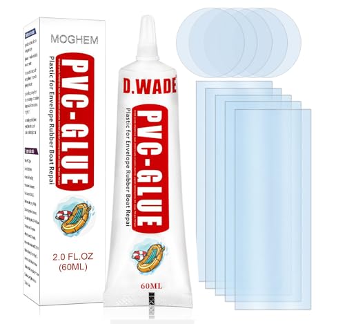 Kit de reparación de piscina, kit de reparación de colchón de aire impermeable，Este kit de reparación de vinilo transparente para inflables de PVC de goma de barco, kayaks, anillos de natación(60ml).