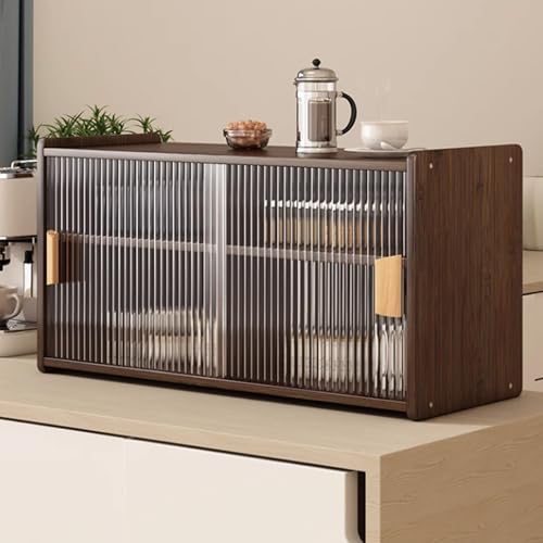 Étagères amovibles et porte coulissante meuble de rangement en bambou compact