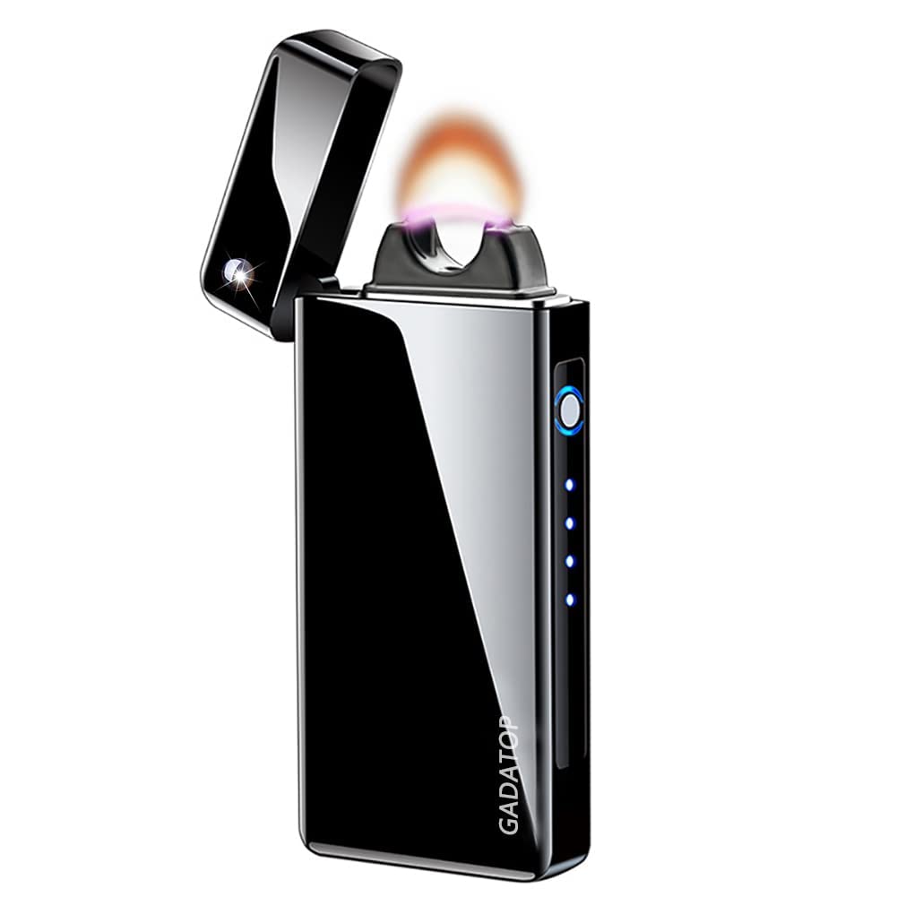 Sponsored Ad - GADATOP Arc Plasma Flame Lighter USB Rechargeable Windproof Electric Lighter for Candle (Black)