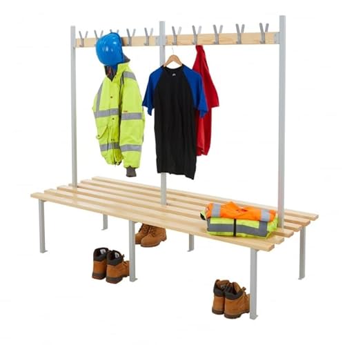 BiGDUG Essentials Changing Room Bench - Double Sided Bench with 20 Hooks - 1750h x 2000w x 780d mm
