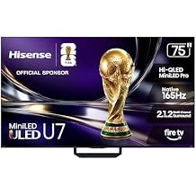 Hisense 75" U7 Mini-LED ULED 4K UHD Best Premium Gaming Smart Fire TV (75U7SF, 2026 New) - Hi-QLED, Native 165Hz, VRR 330,