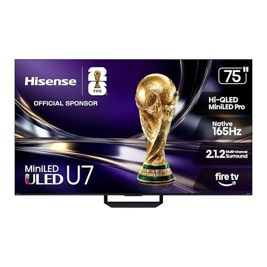 Hisense 75" U7 Mini-LED ULED 4K UHD Best Premium Gaming Smart Fire TV (75U7SF, 2026 New) - Hi-QLED, Native 165Hz, VRR 330, HDR10+, Dolby Vision IQ · Atmos, IMAX Enhanced, Anti-Reflection, 2.1.2 Ch
