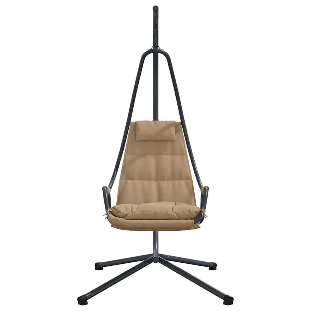 Mangloder - Silla de huevo colgante en color topo, estructura de acero, 94 x 107 x 196,5 cm, plegable, ajustable, con cojín y cojín para balcón, terraza, jardín al aire libre