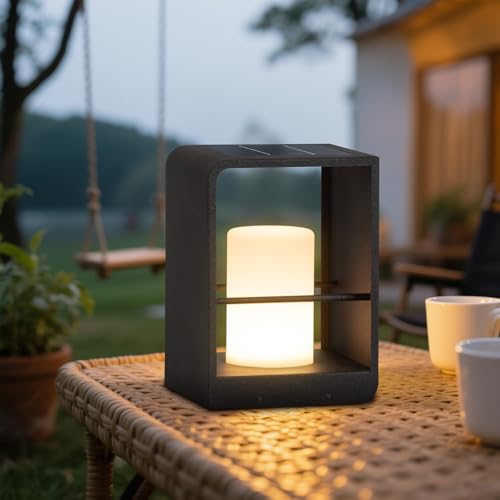 Linkmoon Solar Lanterns Outdoor Waterproof, Patio Lights with 3000K LED, Outdoor Lights Solar Powered with Remote Control, Floor Lamp for Garden, Yard, Deck, Backyard, Porch and Landscape Lighting