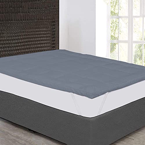 Image of 1200GSM Hollow Fibre Mattress Padding /Topper Dark Blue for Twin Bed-48 Inch X 72 Inch