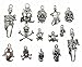 Kinteshun Halloween Skull Head Skeleton Steampunk Pirate Charm Pendant for DIY Jewelry Making Accessaries(100 Grams/about 60pcs,Antique Silver&Bronze Tones)