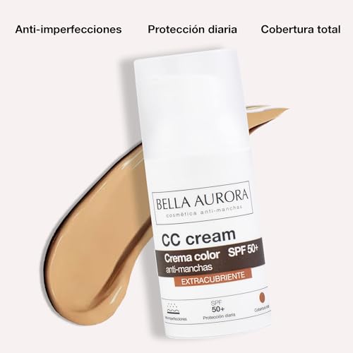 BELLA AURORA - CC Cream Antimanchas Extracubriente SPF50+ 30 ml, Protector Solar Antimanchas, Crema Color Antimanchas, para Hiperpigmentaciones y Unificar el Tono, Crema Solar Facial, Cobertura Óptima - imagen 3