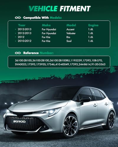 Image of SCITOO Starter Motor 17593 for Hyundai for Accent 1.6L 2012-2013 for Veloster 1.6L 2012-2013 for Kia for Rio 1.6L 2012 for Soul 1.6L 2010-2012 12V 0.9kW CW 8-Tooth Pinion DD