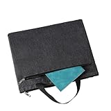 Jiawu Aktentasche mit Reißverschluss, Wasserabweisende, Tragbare Dokumententasche aus Oxford-Stoff mit Großem Fassungsvermögen und Griff für das Büro (BLACK)