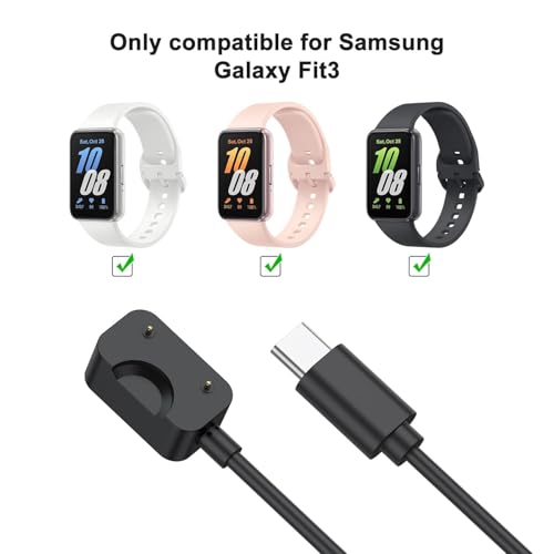 Image of Charger for Galaxy Fit 3 SM-R390, Replacement Type C Charging Cable Cord for Samsung Galaxy Fit 3 Smart Watch (3.2ft /100cm) (Black)