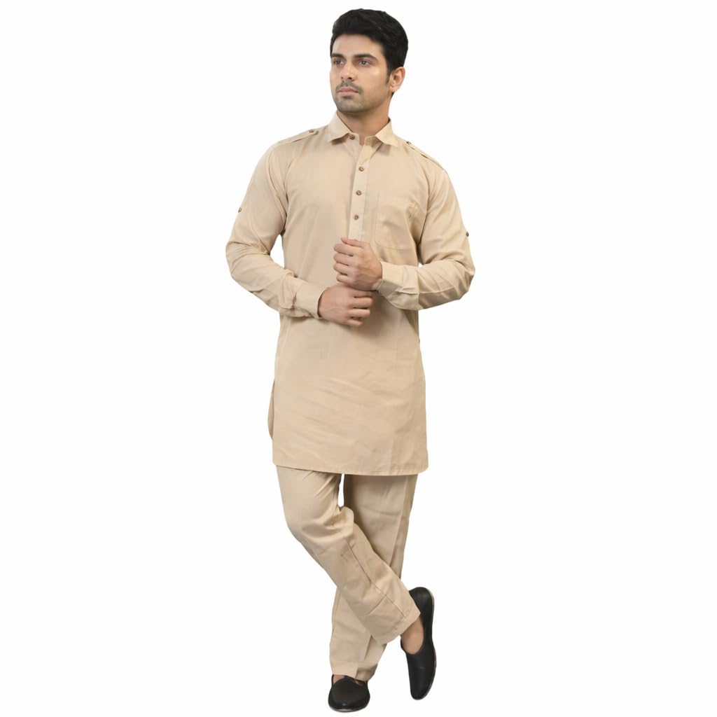 cf comfortfirst Men’s Classic Cotton Rich Pathani Suit Set – Beige-picture-14