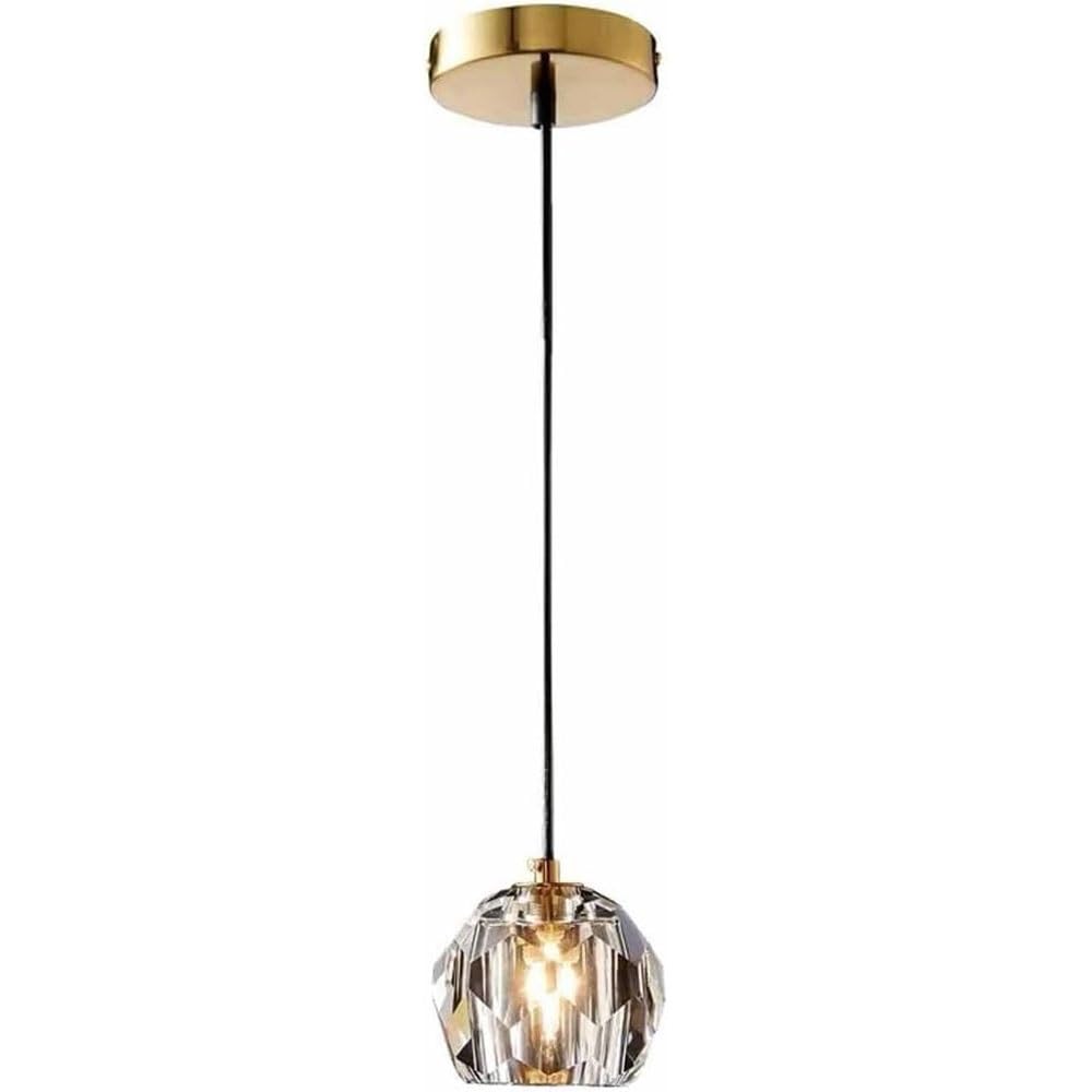 Suspension cristal LED 3 tons luminaire en laiton doré pour îlot de cuisine
