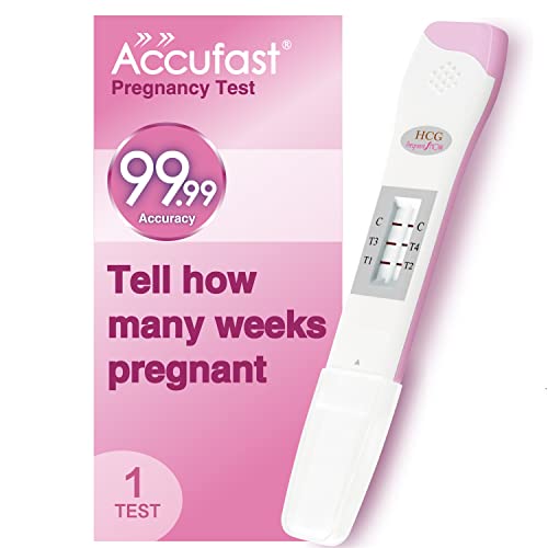 Accufast Pregnancy Test for Early Detection with Week Indicator to Tell You How Many Weeks Pregnant, hCG Urine Test with 99.99% Accurate & Quick Result (1 Test)