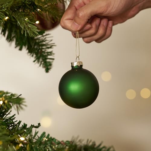 DN DECONATION 9 Weihnachtskugeln 8cm, Grüne Christbaumkugeln Glas Set – Ansicht 2
