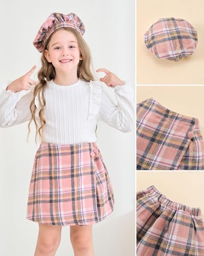 Image of Toddler Girl Clothes Outfit Shirt Top Plaid Mini Skirt Outfits Set Little Girl Dresses Kids Clothes for Girls 18M-8T