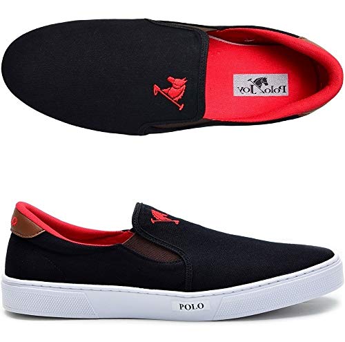 Tenis Masculino Sapato Polo Joy Iate Com Elástico Cores Cor:Preto;Tamanho:48;