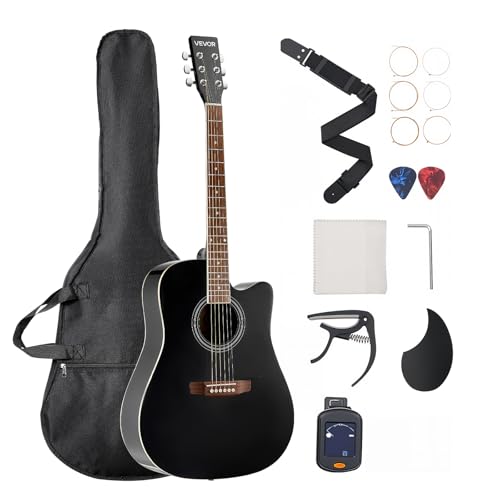 VEVOR 41 Acoustic Guitar Beginner Bundle Black