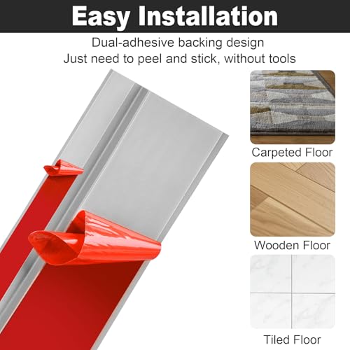 Floor Transition Strip, Self Adhesive Door Threshold for Doorway, Carpet Edging Trim Strip Vinyl Overlap Edge Reducer for Carpet, Tile, Threshold Ramp (2/5" to 3/5", Light Gray Wood Grain, 20FT) by MYFAMIREA - Used condition - Image 7