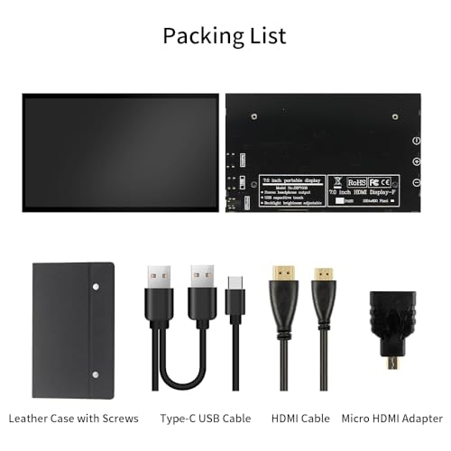 Image of CUQI 7 Inch Mini Monitor, IPS 1024 x 600 HDMI Small Monitor with Leather Stand for Raspberry Pi 5 /4, Laptop, PC, Switch, Xbox, PS4