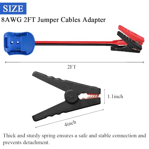 Gruviton Jumper Cables Adapter Compatible with Ma-Kita 18V Battery, Silicone Wire 8AWG 2FT Portable Battery Jump Starter Starting Using Tool for Car SUV Truck, Temperature Resistance 392℉(200℃) by Gruviton - Image 2